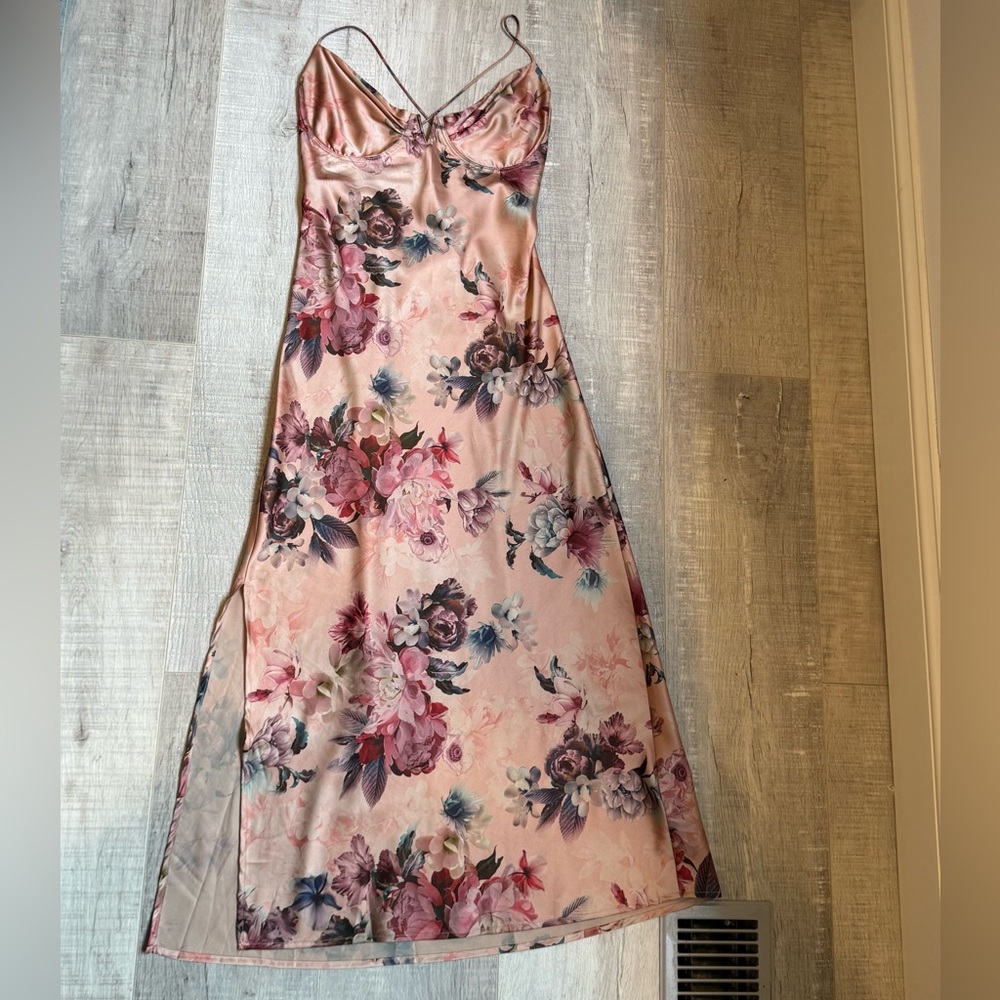 Floral Satin Slip Dress